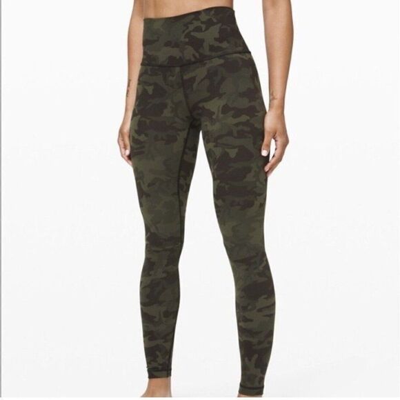 Lululemon Authentic Dark Green Cameo High Rise Full Length Leggings Size 6 - Picture 1 of 6